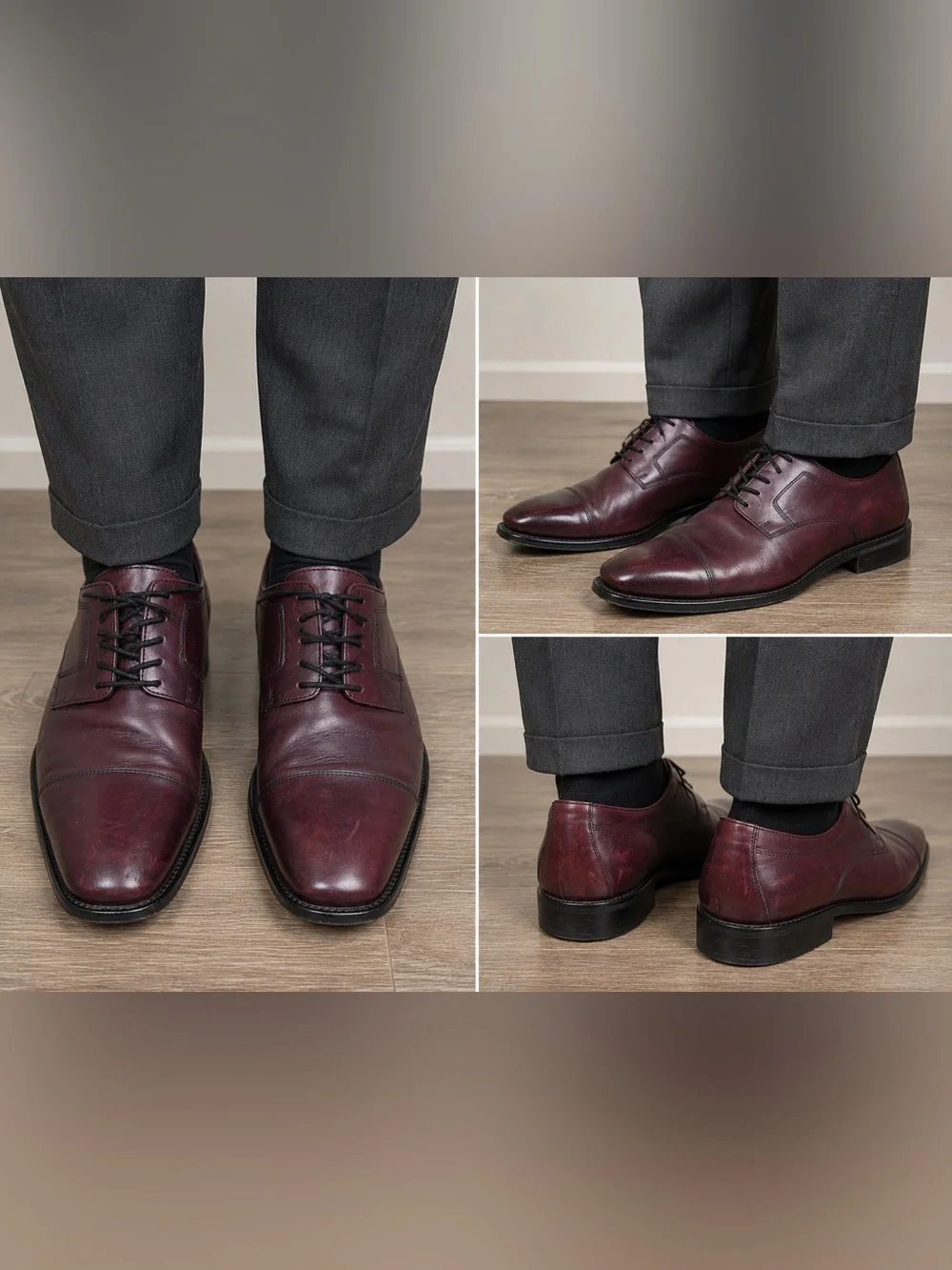 J. Murphy Burgundy Leather Cap Toe Derby Dress Shoes Men's 10W Wide